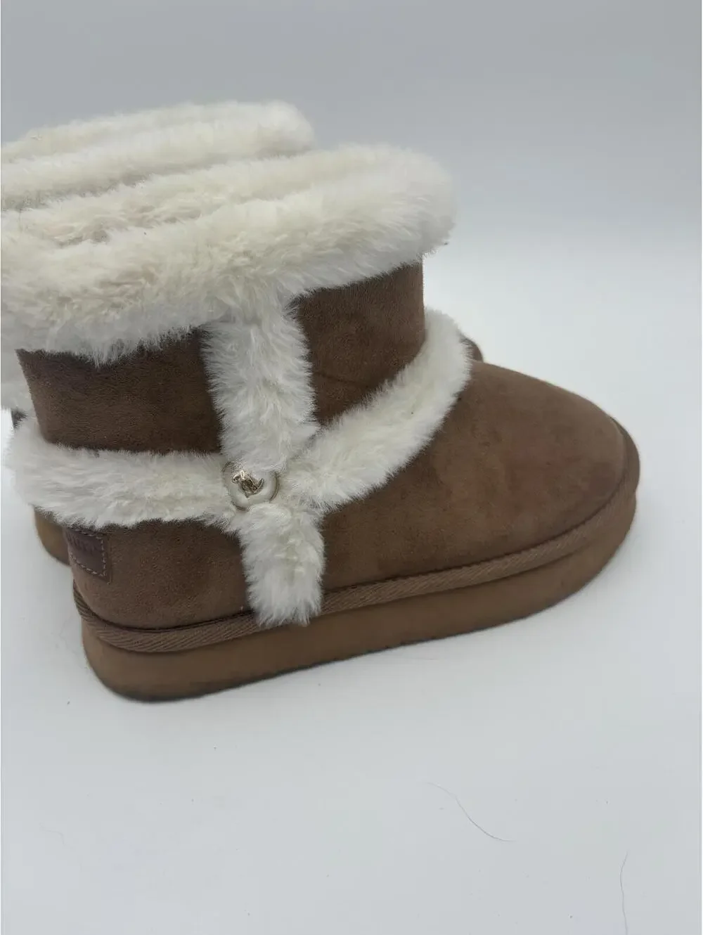 Juicy Couture Brown Suede Women's Size 6 Brown Faux Fur Trim Winter Boots - Picture 4 of 9